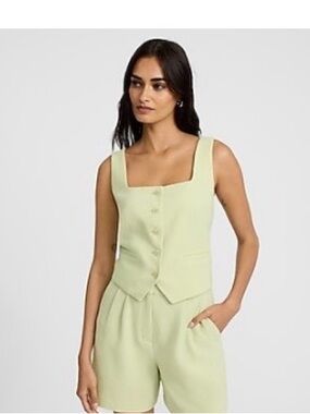 Express light Green Sleeveless Button-Front Vest